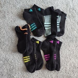 Adidas Women's Black Ankle Socks - Multicolor Stripes